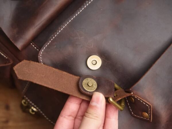 Vintage Large Leather Backpack | Handmade Leather Backpack - Image 10