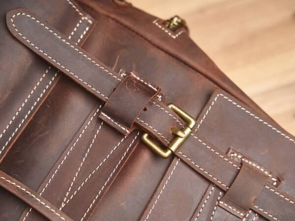 Vintage Large Leather Backpack | Flip-Top backpack - Image 4