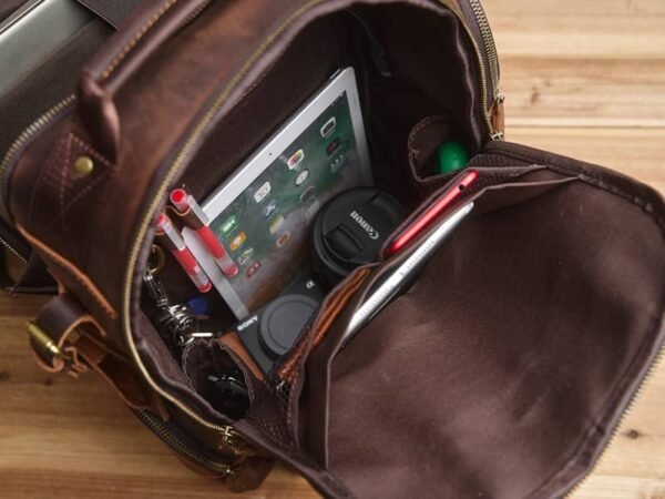 Vintage Leather Double Backpack | Trolley Case Fixing Strap - Image 21