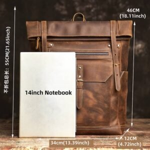 Vintage Large Leather Backpack | Folding Backpack 20 vintage leather backpack bag 9 7