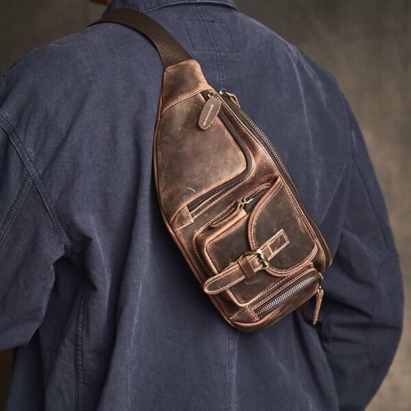 Leather Sling Bag l Leather Waist Bag - Image 4