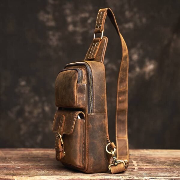 Leather Sling Bag | Leather Chest Bag (复制) - Image 5