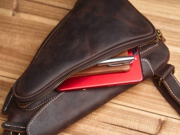 Leather Sling Bag | Leather Chest Bag - Image 11