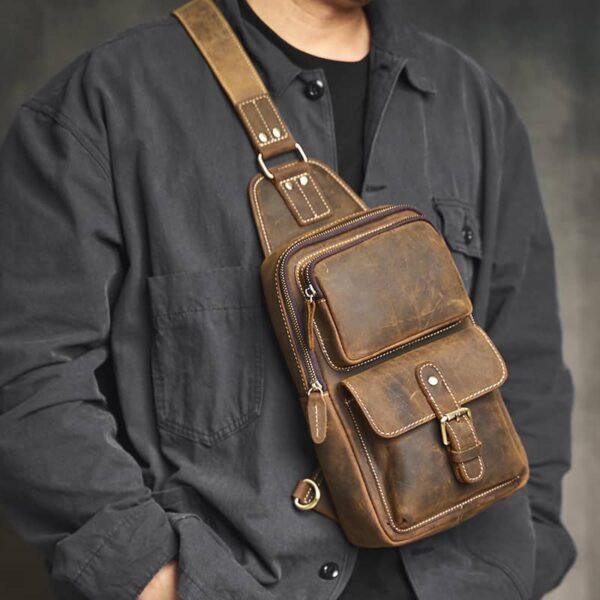 Leather Sling Bag | Leather Chest Bag (复制) - Image 6