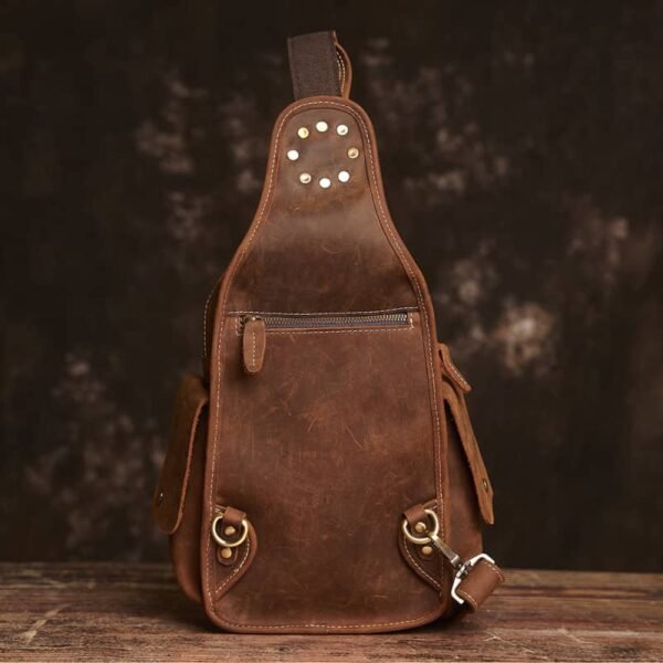 Vintage Leather Sling Bag l Leather Chest Bag - Image 3