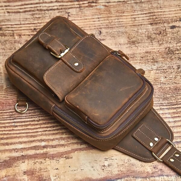 Leather Sling Bag | Leather Chest Bag (复制) - Image 8