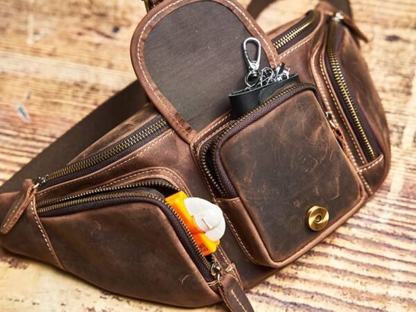 Leather Sling Bag l Leather Waist Bag - Image 8