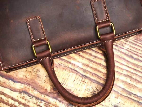 Vintage Leather Handbag | Vertical Genuine Leather Tote Bag - Image 12