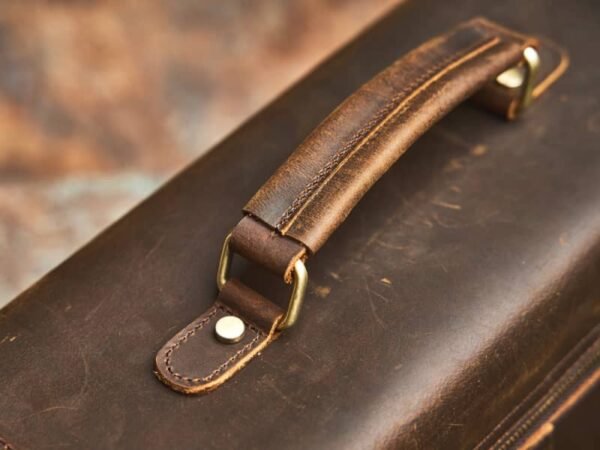 Vintage Leather Camera Bag | Genuine Leather Crossbody Bag - Image 10