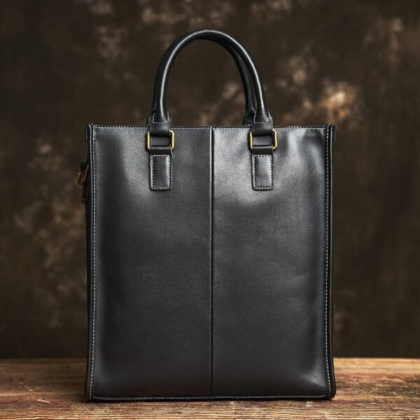 Vintage Leather Handbag | Vertical Genuine Leather Tote Bag - Image 18