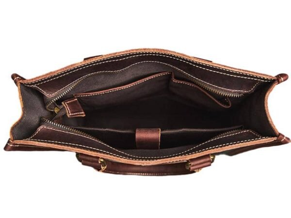 Vintage Leather Handbag | Vertical Genuine Leather Tote Bag - Image 14