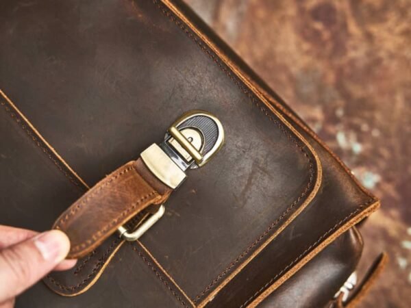 Vintage Leather Camera Bag | Genuine Leather Crossbody Bag - Image 12