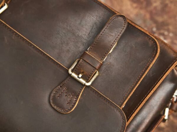 Vintage Leather Camera Bag | Genuine Leather Crossbody Bag - Image 11