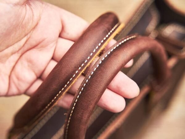 Vintage Leather Handbag | Vertical Genuine Leather Tote Bag - Image 11