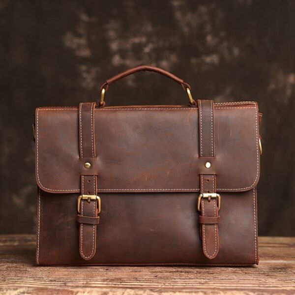Vintage Small Leather Handbag | Large Crossbody Bag - Image 4