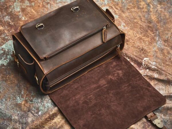 Vintage Leather Camera Bag | Genuine Leather Crossbody Bag - Image 9