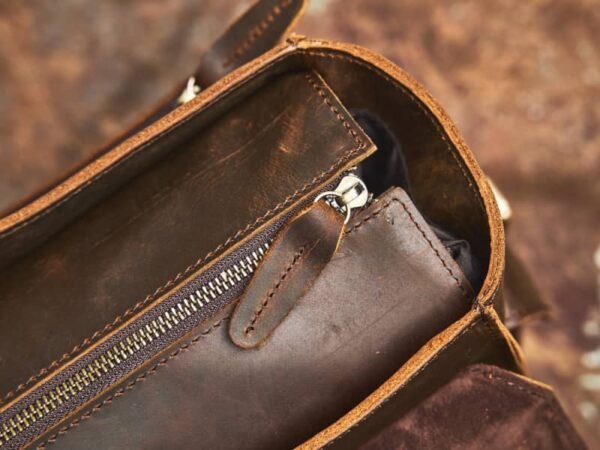 Vintage Leather Camera Bag | Genuine Leather Crossbody Bag - Image 7