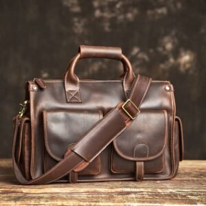 Vintage Leather Briefcase | Leather Crossbody Bag