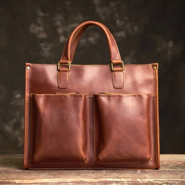 Leather Briefcase for Men With 2 Front Pockets | Leather Bags Suppliers - Image 14