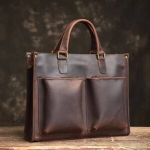 Leather Briefcase for Men With 2 Front Pockets | Leather Bags Suppliers