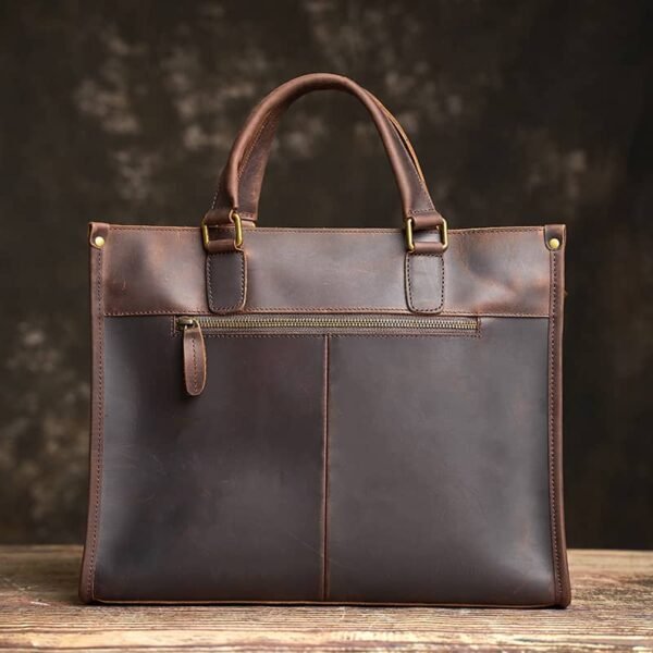 Leather Briefcase for Men With 2 Front Pockets | Leather Bags Suppliers - Image 3