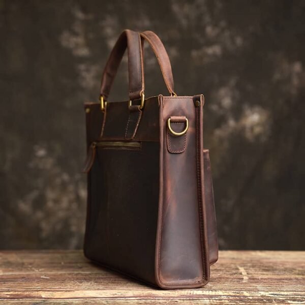 Leather Briefcase for Men With 2 Front Pockets | Leather Bags Suppliers - Image 2