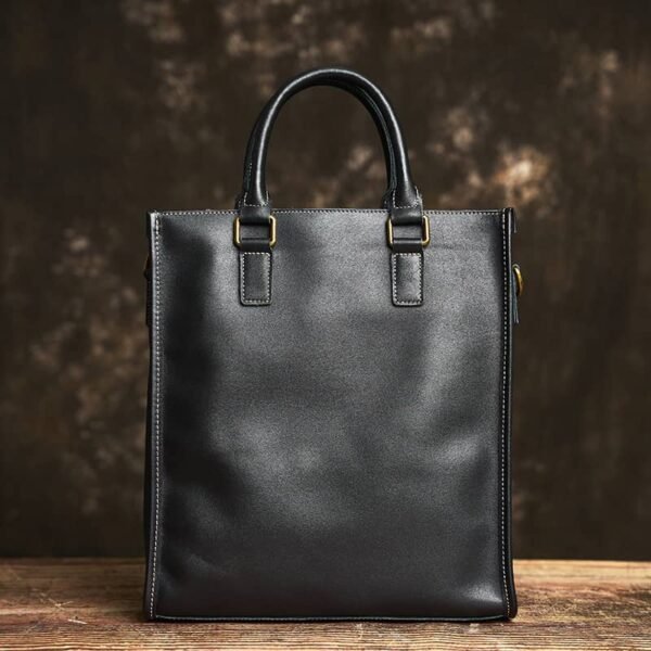 Vintage Leather Handbag | Vertical Genuine Leather Tote Bag - Image 17