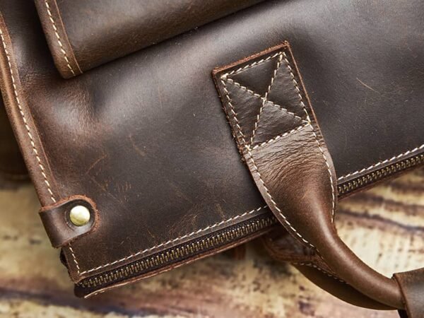Vintage Leather Briefcase | Leather Crossbody Bag - Image 4