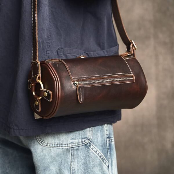 Mini Cylinder Leather Shoulder Bag - Image 3