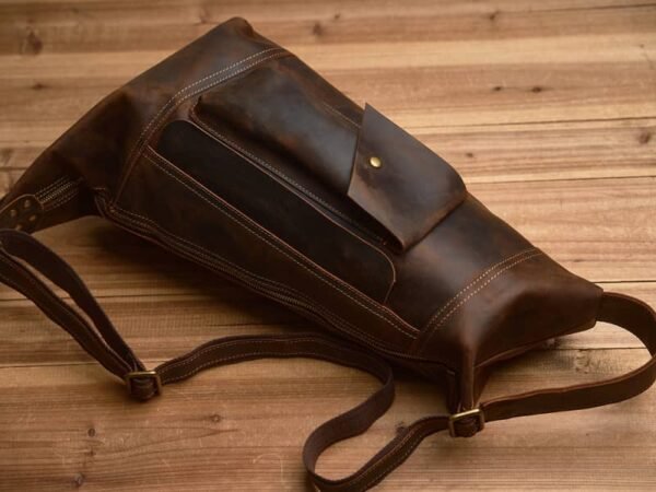 Vintage Leather Sling Bag l Men Large Shoulder Bag - Image 8