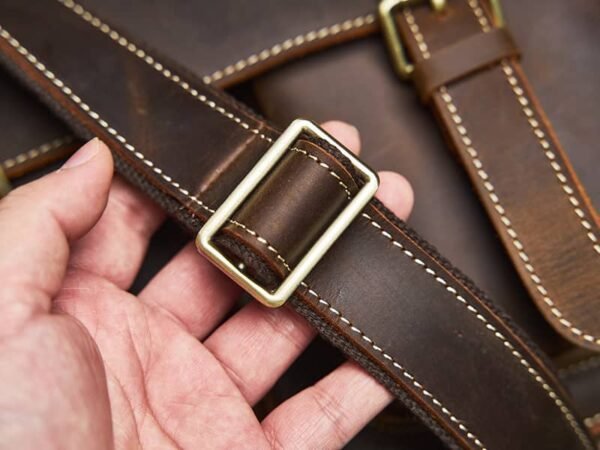 Vintage Leather Large Crossbody Bag | Men's Leather Shoulder Bags - Image 13