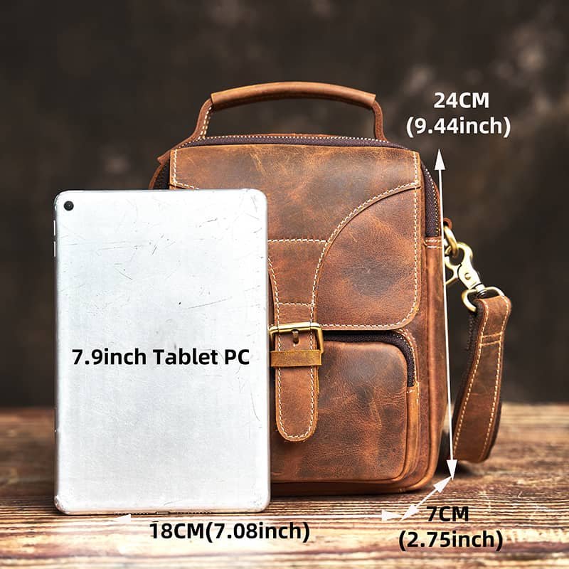 Vintage Leather Messenger Bag | Classic Vertical Shoulder Bag 17 vintage leather shoulder bag 12 10