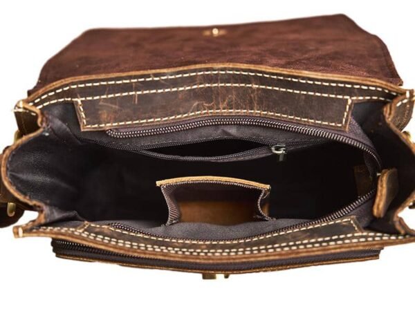 Vintage Leather Messenger Bag | Vertical Leather Shoulder Bag - Image 14