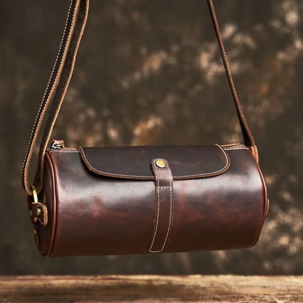 Mini Cylinder Leather Shoulder Bag - Image 5