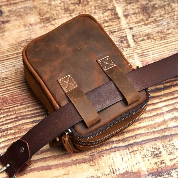 Vintage Mini Leather Shoulder Bag | Leather Fanny Pack - Image 9