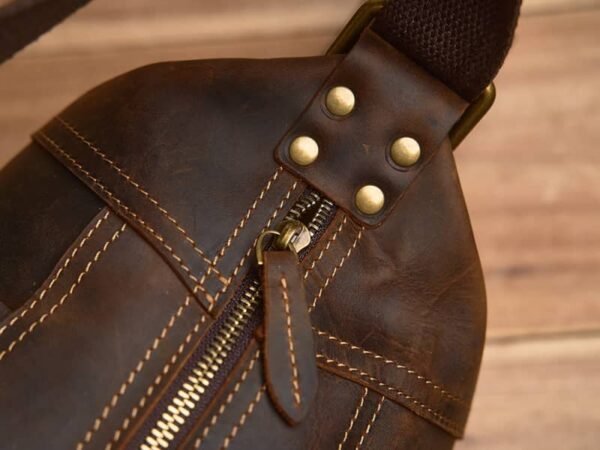 Vintage Leather Sling Bag l Men Large Shoulder Bag - Image 10