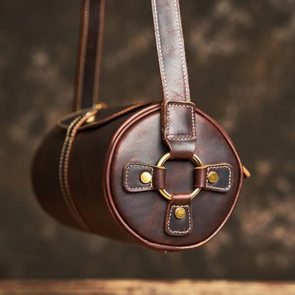 Mini Cylinder Leather Shoulder Bag - Image 8