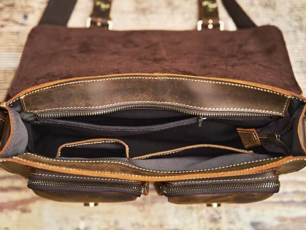 Vintage Leather Large Crossbody Bag | Men's Leather Shoulder Bags - Image 14
