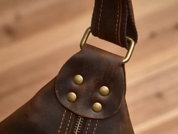 Vintage Leather Sling Bag l Men Large Shoulder Bag - Image 11