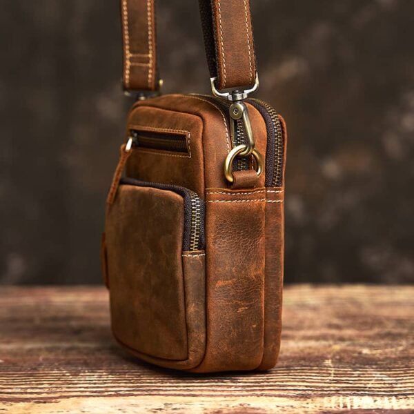 Vintage Mini Leather Shoulder Bag | Leather Fanny Pack - Image 5
