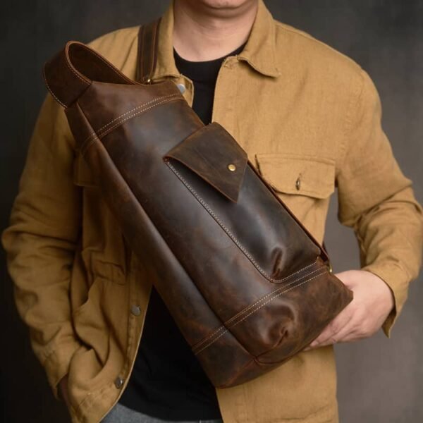 Vintage Leather Sling Bag l Men Large Shoulder Bag - Image 2