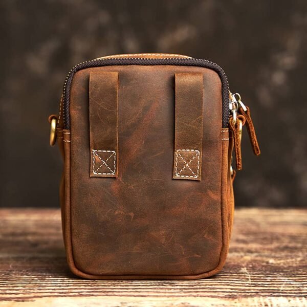 Vintage Mini Leather Shoulder Bag | Leather Fanny Pack - Image 4