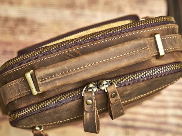 Classic Vertical Leather Messenger Bag - Image 9