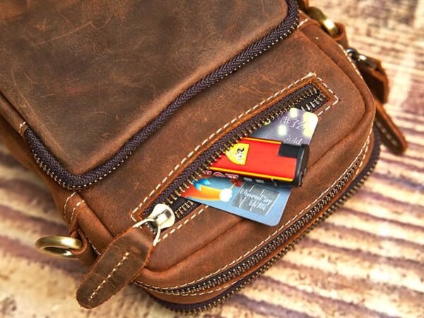 Vintage Mini Leather Shoulder Bag | Leather Fanny Pack - Image 12