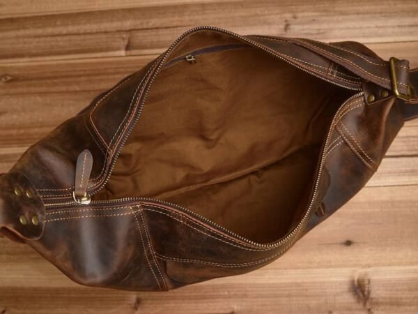 Vintage Leather Sling Bag l Men Large Shoulder Bag - Image 14