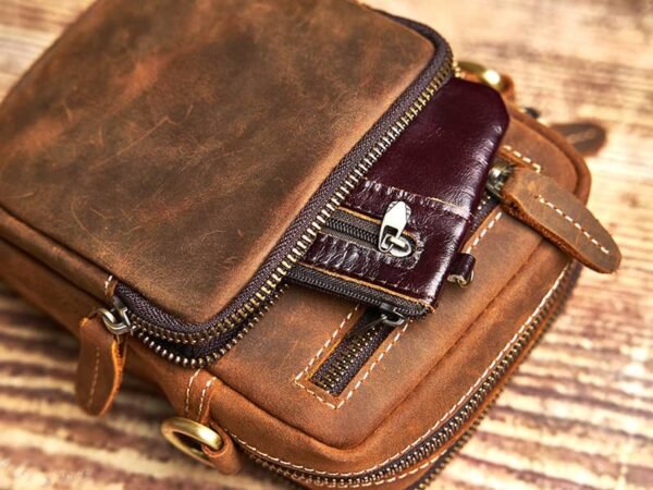 Vintage Mini Leather Shoulder Bag | Leather Fanny Pack - Image 11