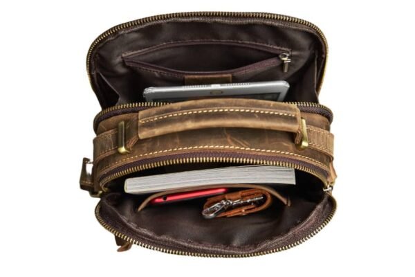 Classic Vertical Leather Messenger Bag - Image 15