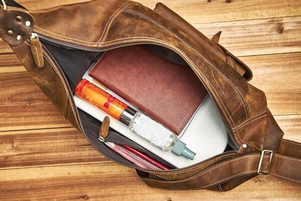 Vintage Leather Sling Bag l Men Large Shoulder Bag - Image 15