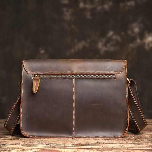Vintage Leather Large Crossbody Bag | Men's Leather Shoulder Bags - Image 4
