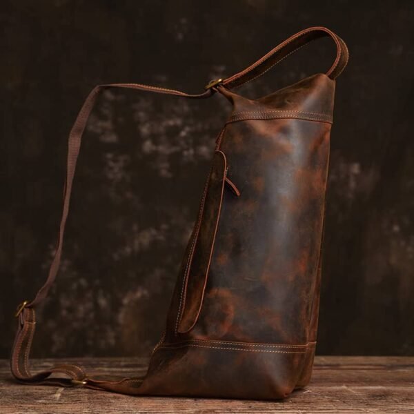 Vintage Leather Sling Bag l Men Large Shoulder Bag - Image 5
